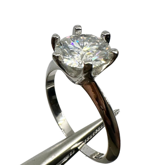 Moissanite Diamond Engagement Ring 3 Ct Round Cut 6 Prong 18K 925 GRA Size 8 - Picture 2 of 11